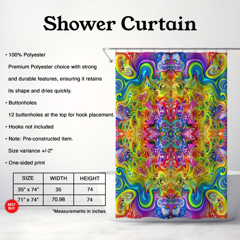 Réfractographe - Rideau de douche Premium, H 74 po x l 71 po