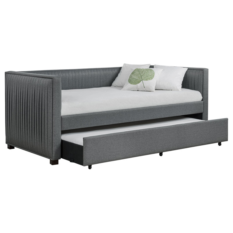 Chaquita Upholstered Twin Daybed with Trundle Grey