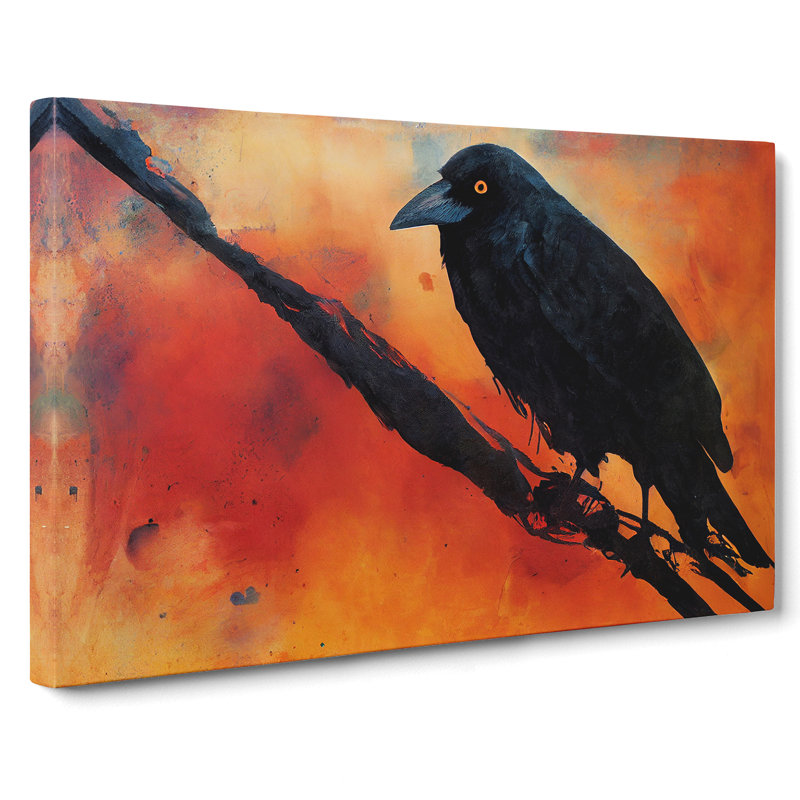 Engaging Crow Bird - Wrapped Canvas Print, 35cm H x 50cm W x 3cm D