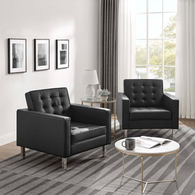Fauteuils capitonnés en cuir Loft