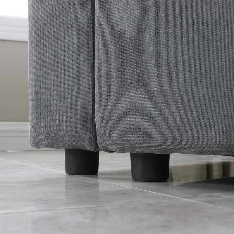 Canapé modulaire en L avec repose-pieds 4 places, canapé modulaire personnalisable, chenille, Chenille beige