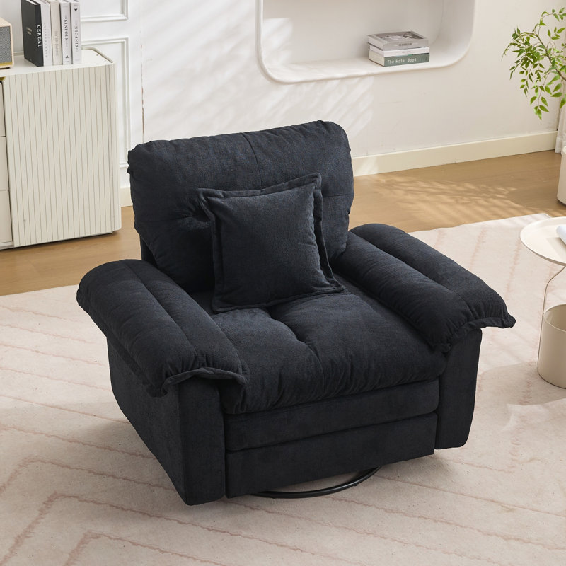 Canapé d'appoint rembourré 360 ° en chenille avec coussin décoratif, Noir