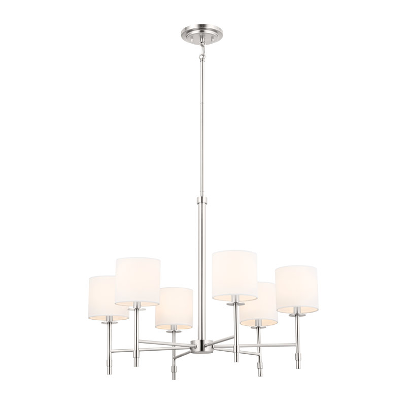 6 - Light Steel Dimmable Classic / Traditional Chandelier, Silver