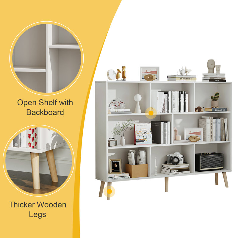 Adisyn No Subject Bookcase, 55.1" H x 42.5" W x 9.4" D, French White