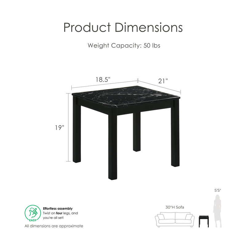 Brudan 3-Piece Coffee Table Set, Black