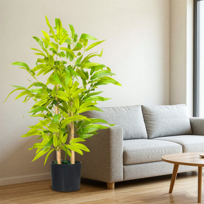 60 cm H Faux Bamboo Tree Plant in Cement Freestanding Planter