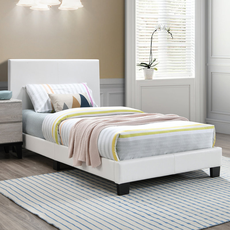 Chenevert Vegan Leather Platform Bed, Twin, White
