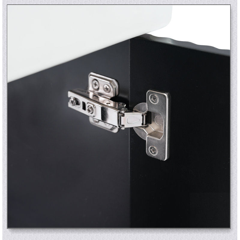 Meuble-lavabo flottant moderne de 21,6 po avec lavabo en céramique - parfait pour les petites salles de bain, rangement à gauche