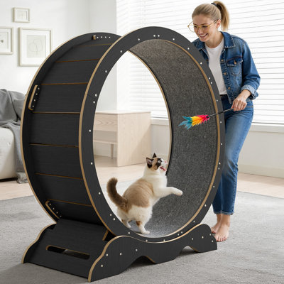 Cat Exercise Wheel for Indoor Cats, 45.3" Kitty Cat Treadmill Treadwheel with Removable Carpet, XLarge Quiet Interactive Running Training Toy for Cats Outdoor