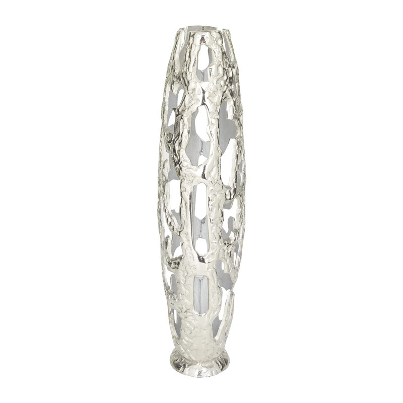 Silver Hollow Design Decorative Metal Table Vase