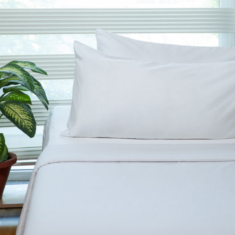 Ensemble de draps 100% coton 400 fils Sateen, Blanc, Grand