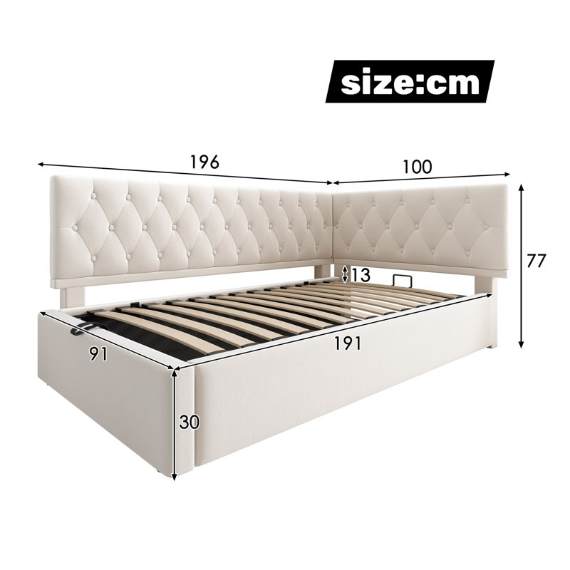 Upholstered Velvet Daybed, Beige