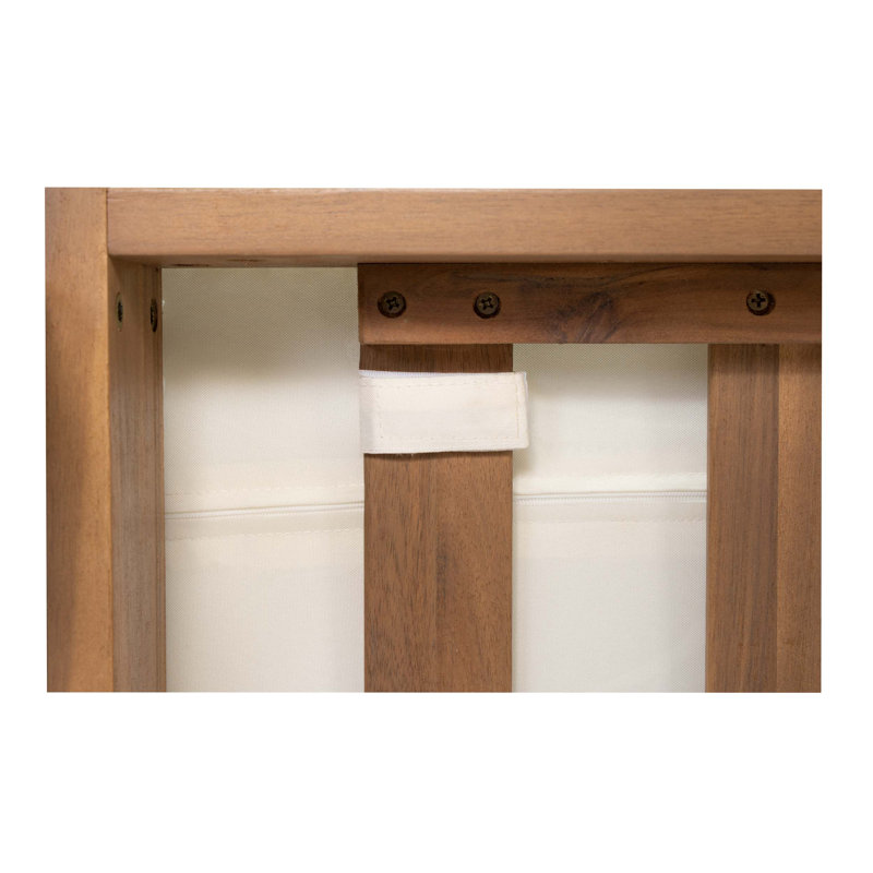 Ensemble modulaire d'extérieur modulaire en bois d'acacia avec coussins épais pour un salon de patio flexible et un confort durable.