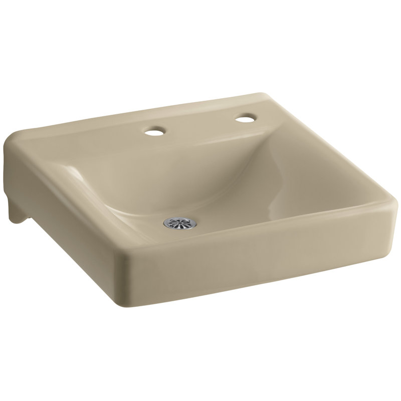 Soho Ceramic 20" Wall Mount Bathroom Sink, Mexican Sand, Single