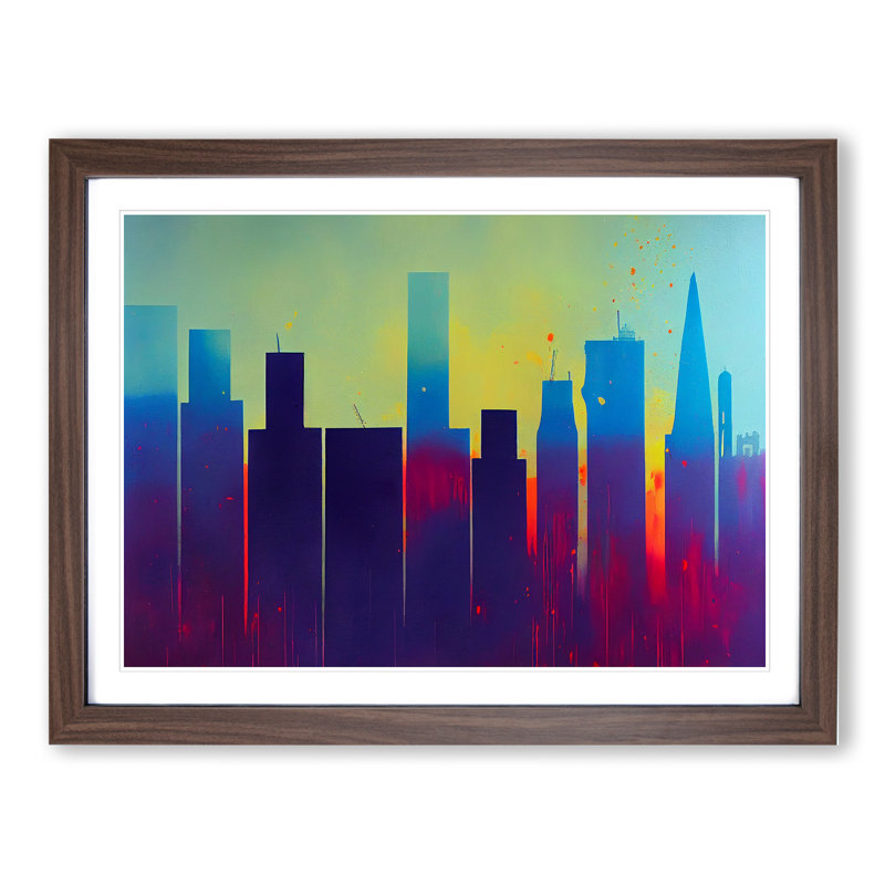 City Skyline Splash Vol.3 Abstract - Framed Print, 34cm H x 46cm W x 2cm D, Walnut Framed
