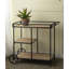 3 Chariot-bar 32,3 x 15,7 x 26,8 po avec support en métal noir et niveaux de bois