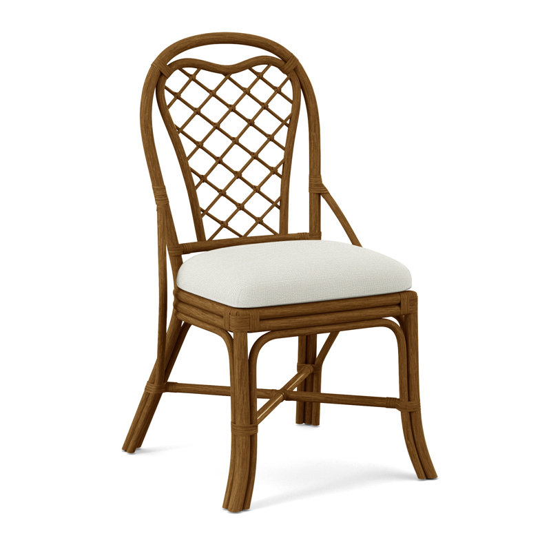 Trellis Back Side Dining Chair, Eggshell Crypton Performance; 0884-93, Havana