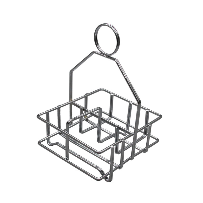 Salt and Pepper Caddy Chrome Plated Condiment Tray Basket