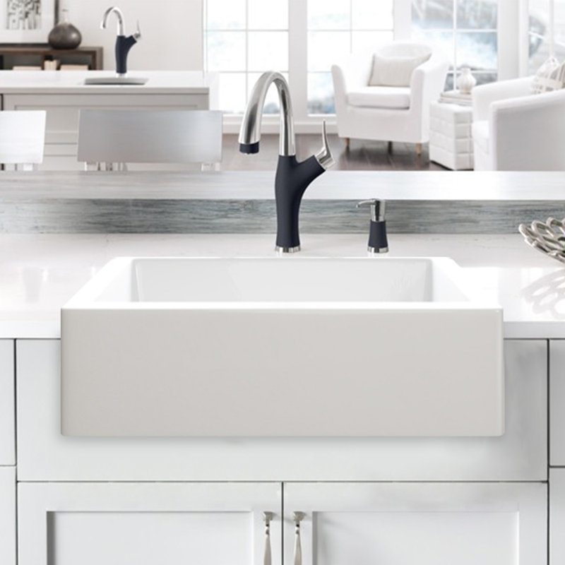 Farmhouse Single Basin Kitchen Sink, 8" H x 24" L x 19" W