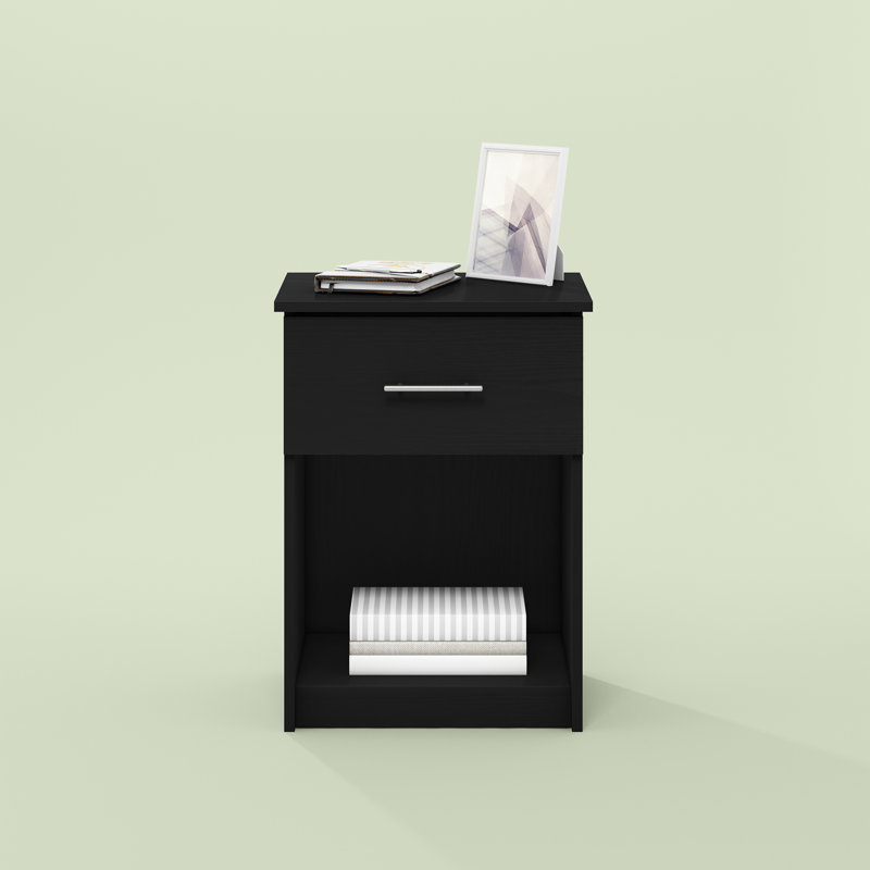 Helio 45.2cm W Manufactured Wood Bedside Table, Black Oak
