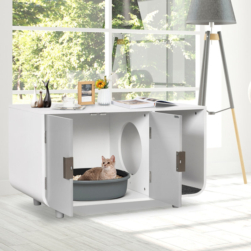 Toilette pour chat cachée avec pieds en bois d'hévéa Tucker Murphy Pet ™