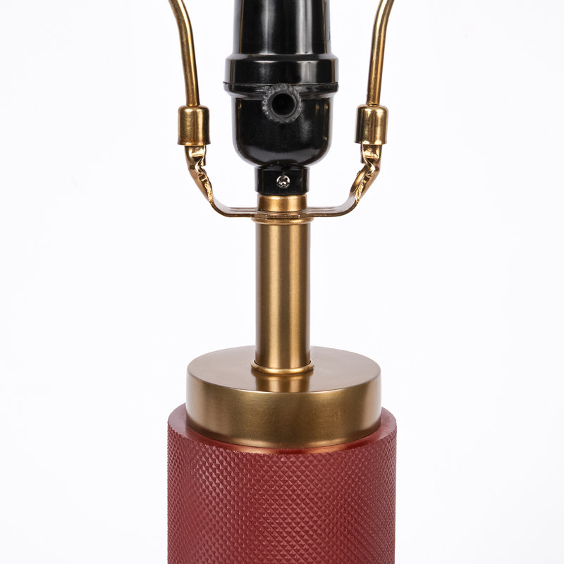 Textured Metal 3 Tiered Cylinder Table Lamp, Red/Bronze