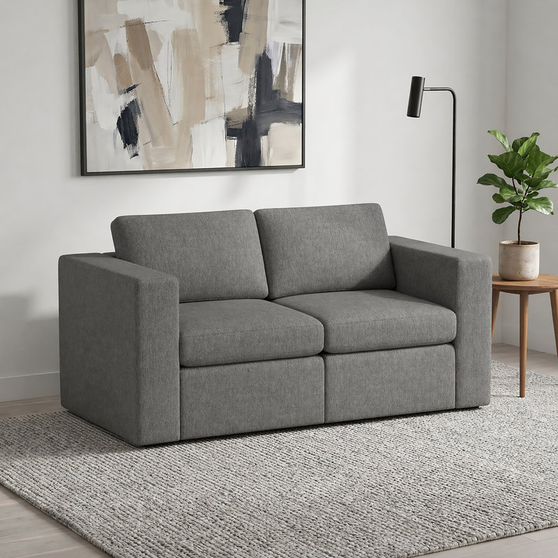 Lockheart 64 inch 2-Seat Modular Loveseat Smoke Square Arm, Smoke 
