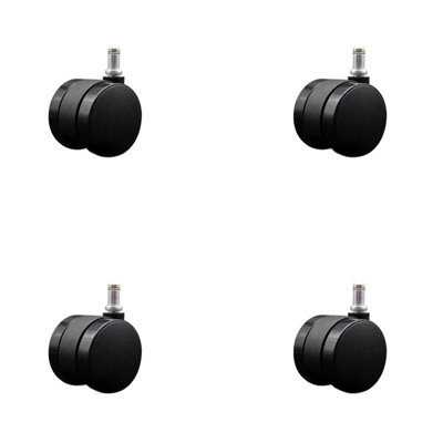 2 Inch Office Chair Casters Nylon Twin Wheel 7/16” Grip Ring Stem Set of 4 SCC