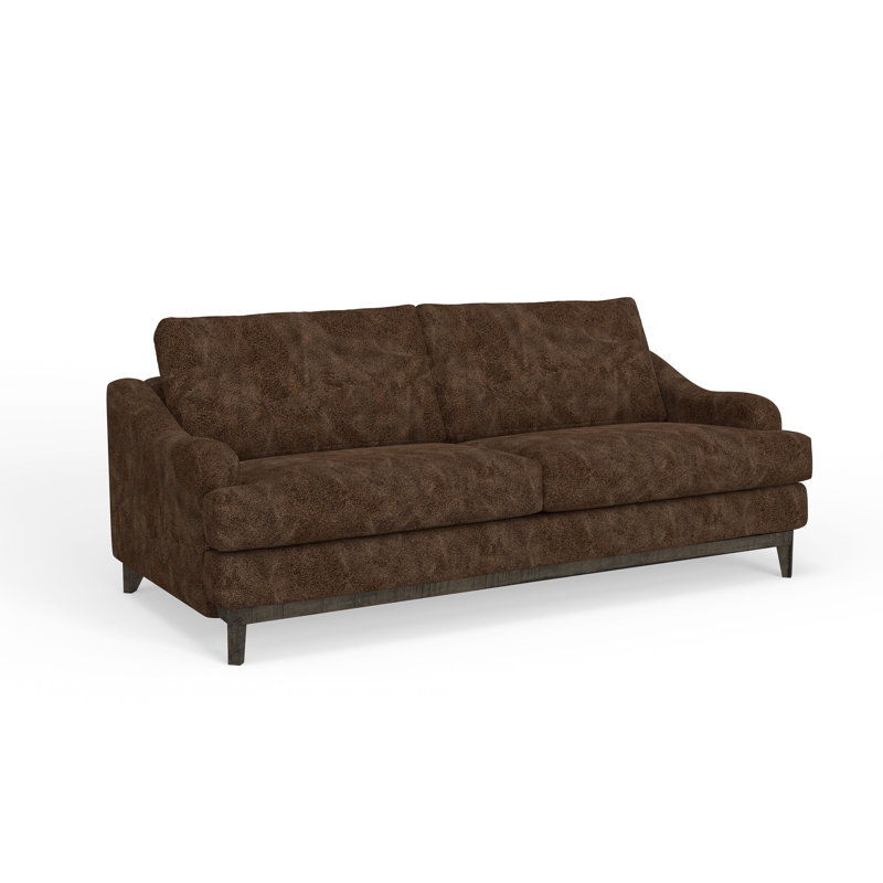 Alfa 85'' Faux Leather Sofa, Alfa Hickory