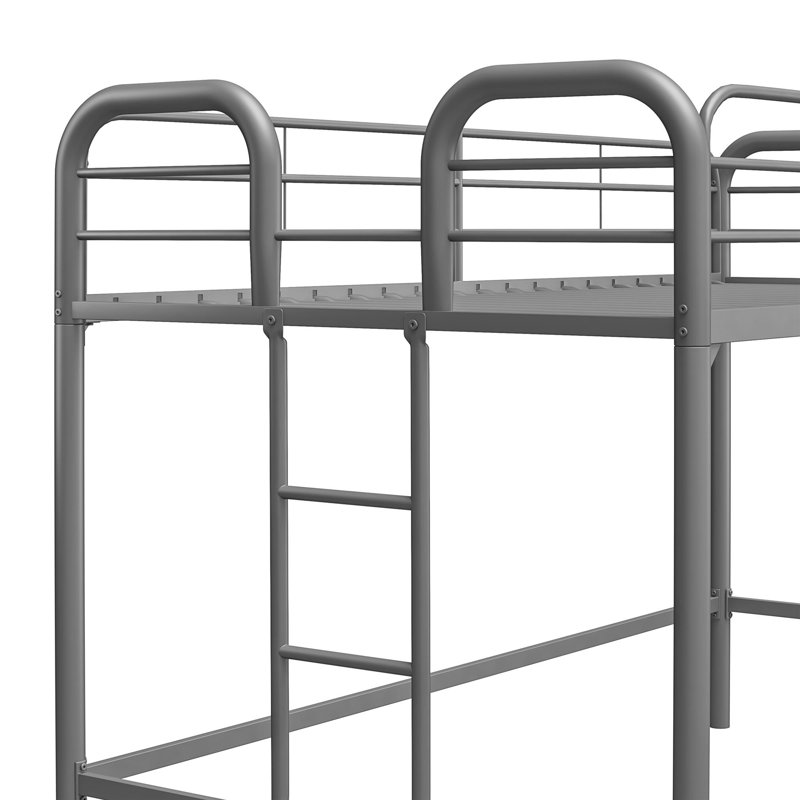 Lit mezzanine en métal Kaylee Junior, simple, argent, Argent argent