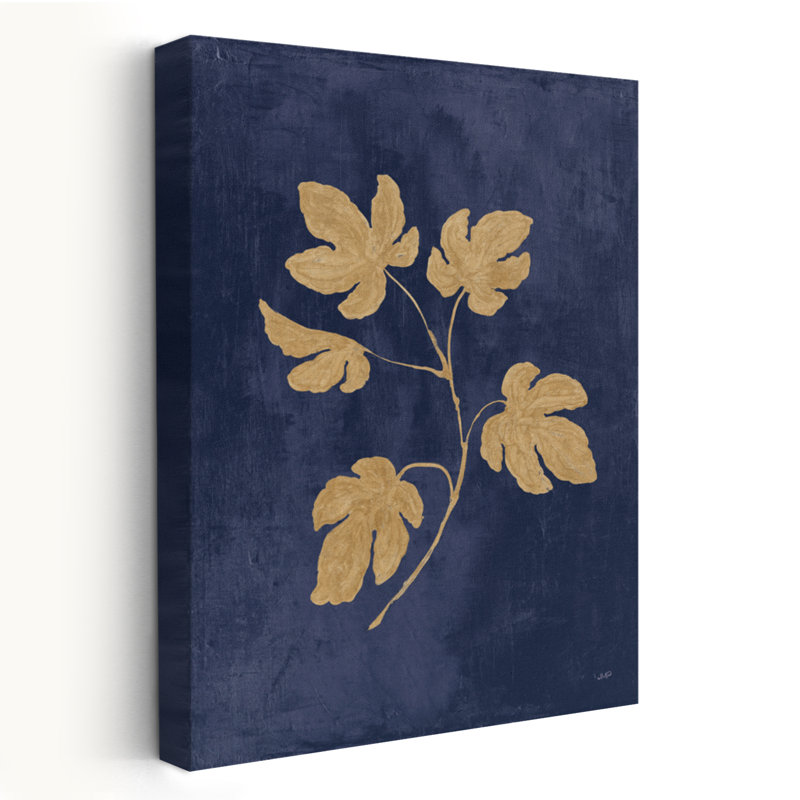 Botanical Study III - Bleu marine, art doré doré botanique, H 24 po x l 16 po