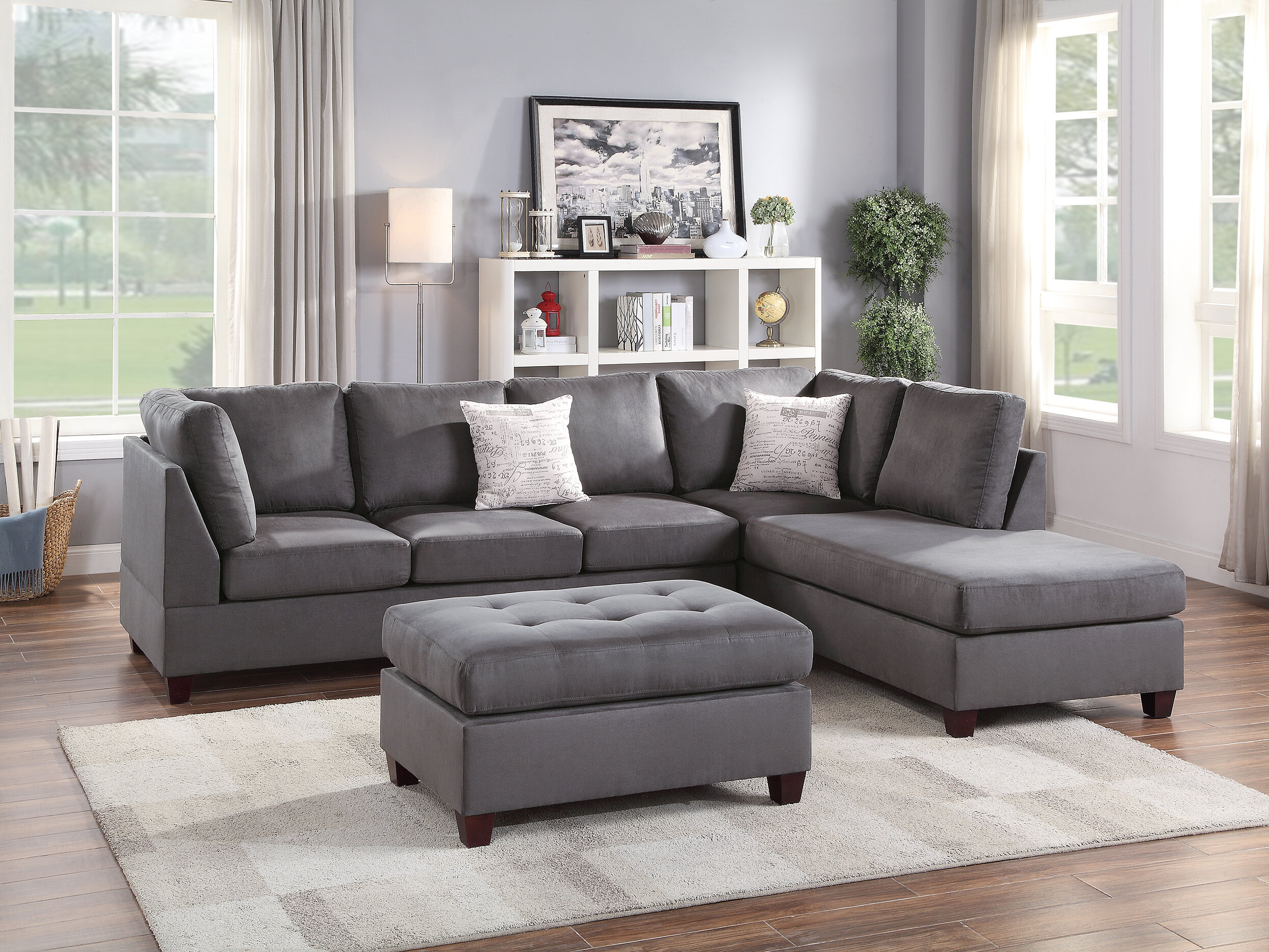 Microfiber corner outlet sectional