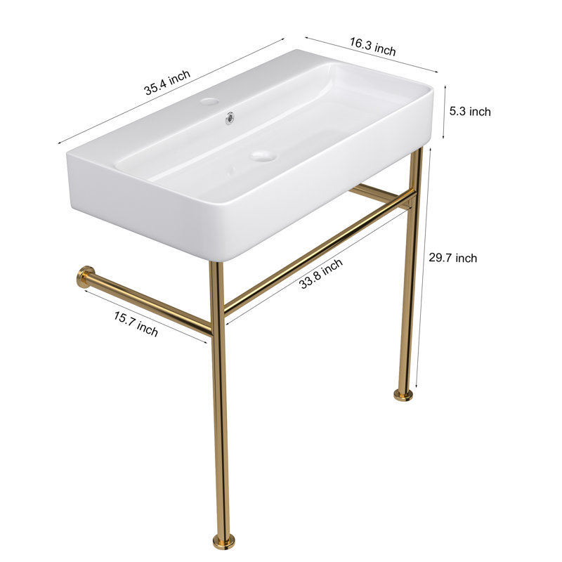 APRESSHUI 16.3'' Rectangular Bathroom Sink, Gold