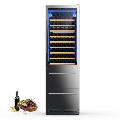 24 Inch 2 IN 1 Dual Zone Wine And Beverage Refrigerator, Built-in or Freestanding Wine Cooler