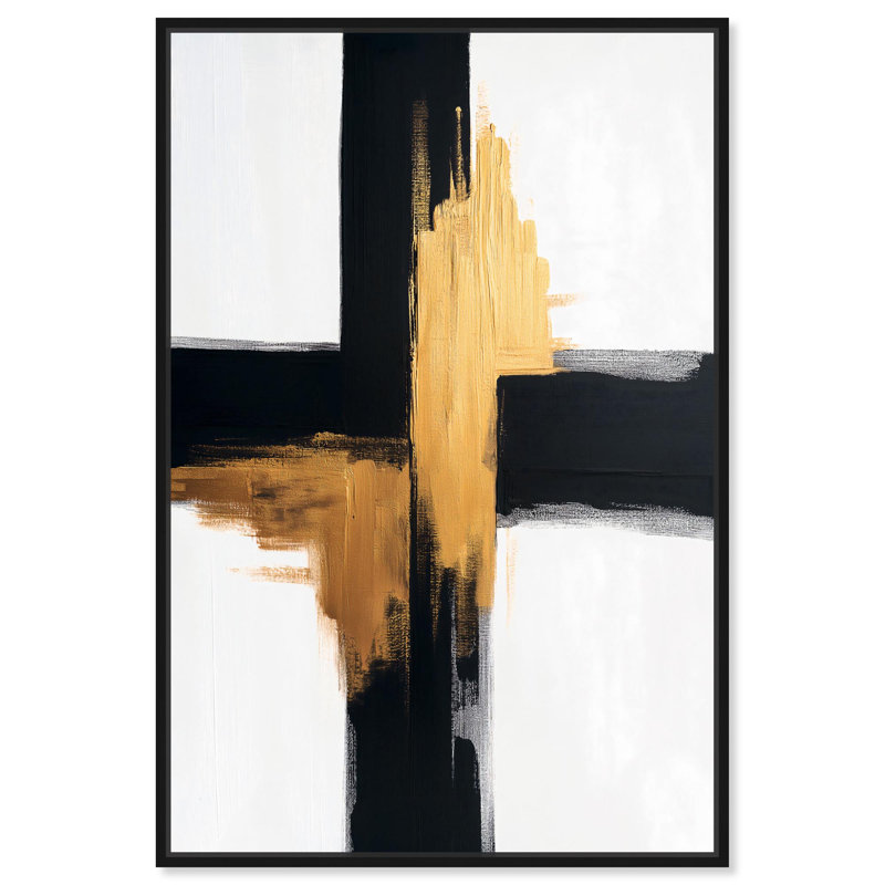 Art mural sur toile à bords dorés scintillants I par Art Remedy, H 16 po x l 11 po x P 1,2 po, Cadre noir
