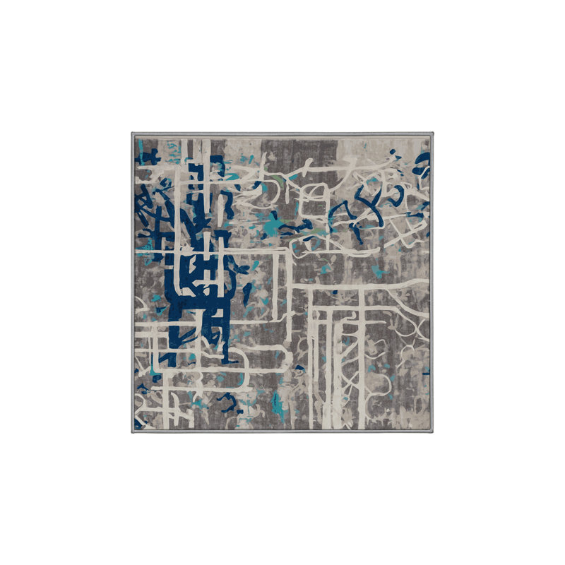 Tapis gris soyeux et moelleux, Carré 8 pi