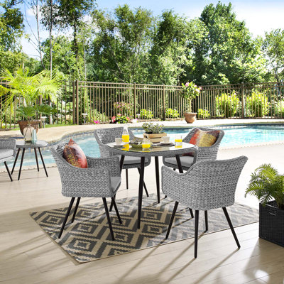Sartell 5-Piece Rattan Wicker Outdoor Bistro Set