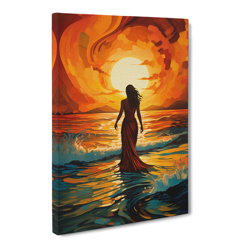 Art Deco Sunset Action - Wrapped Canvas Print, 50cm H x 35cm W x 3cm D
