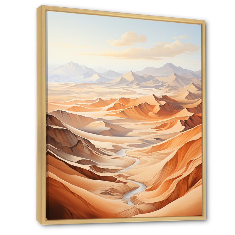 Désert du désert, impression de minimalisme sur toile, Cadre naturel flottant, H 32 po x l 16 po x P 1 po