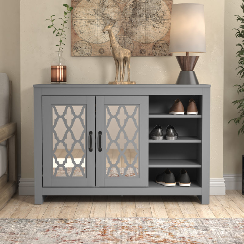 Chessani 16 Pair Shoe Storage Cabinet, Gray