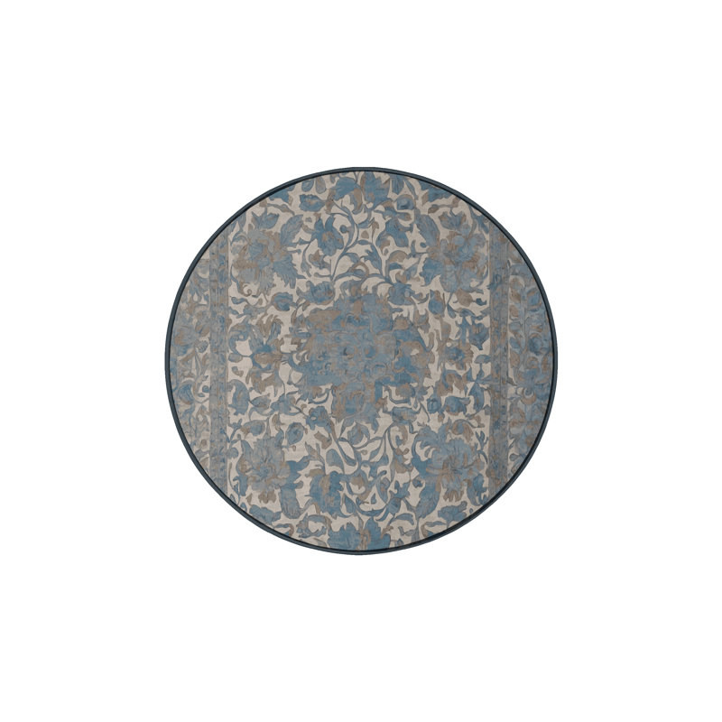 Machine Washable Gray Area Rug, Round 5'