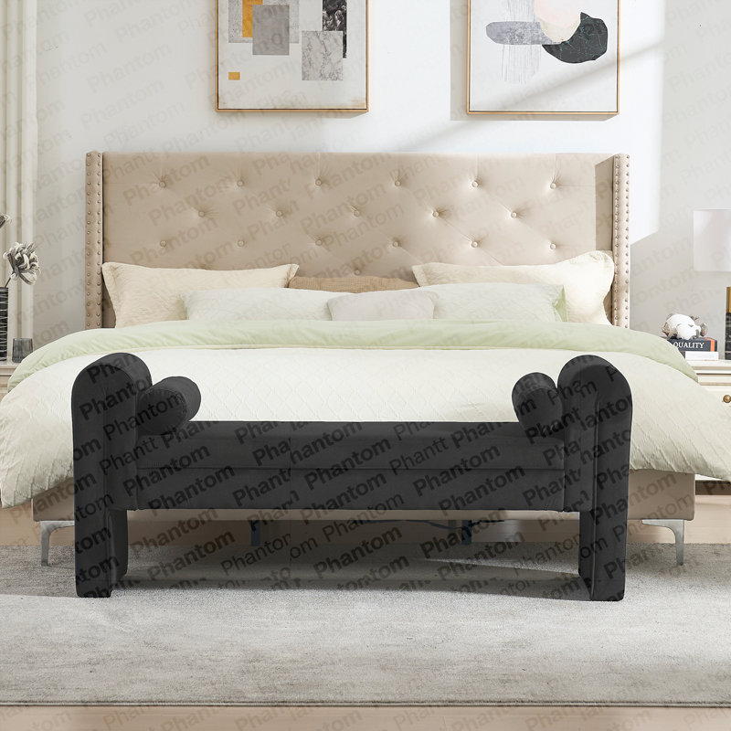 Banc de rangement de 60 pouces, idéal pour les chambres à coucher, les salons, les salles d'activités et les espaces similaires.