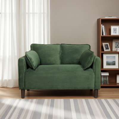 48" Soft Corduroy Loveseat Couch W/Soft Cushions,Side Storage Pocket,Sturdy Composite Board & Solid Wood Frame, High Rebound Sponge,Easy Assembly,Ideal For Living Room,Apartment,Dorm,Office