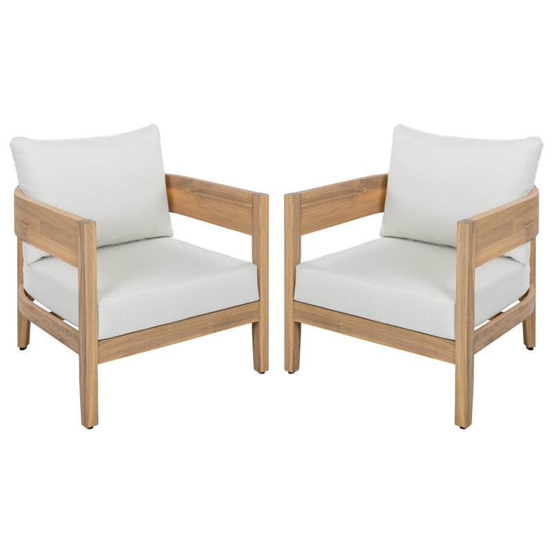Kaiiden Patio Chair Set Of 2, Oak/Ivory