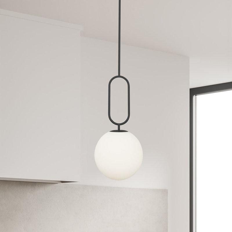 Luminaire suspendu à 1 lumière Oswell, Noir mat