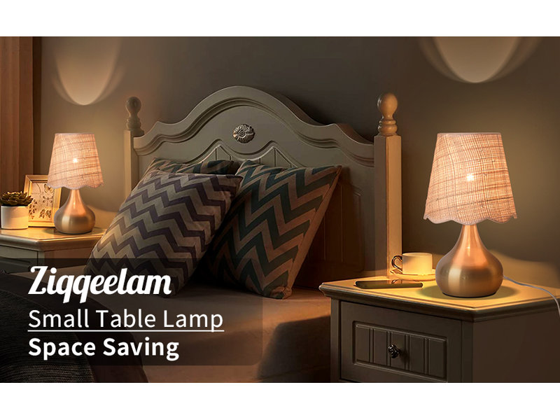 Gold Brass Table Lamp with Scalloped Rattan Shade