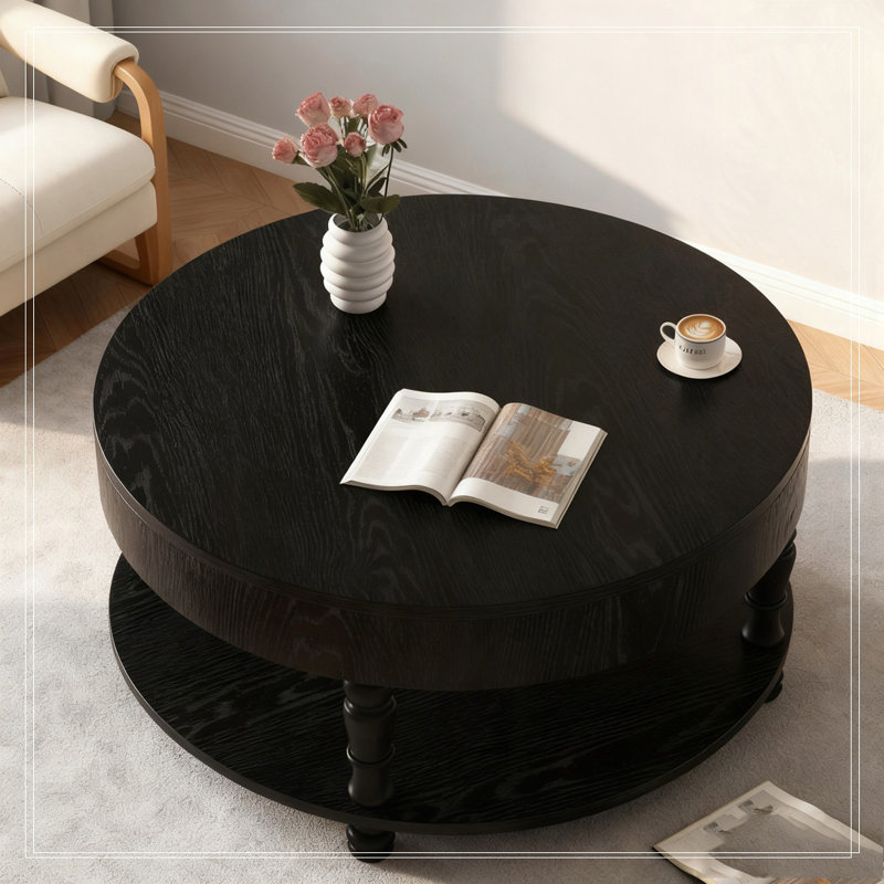 Table basse 31,5 "moderne avec rangement et rangement dissimulé, Noir