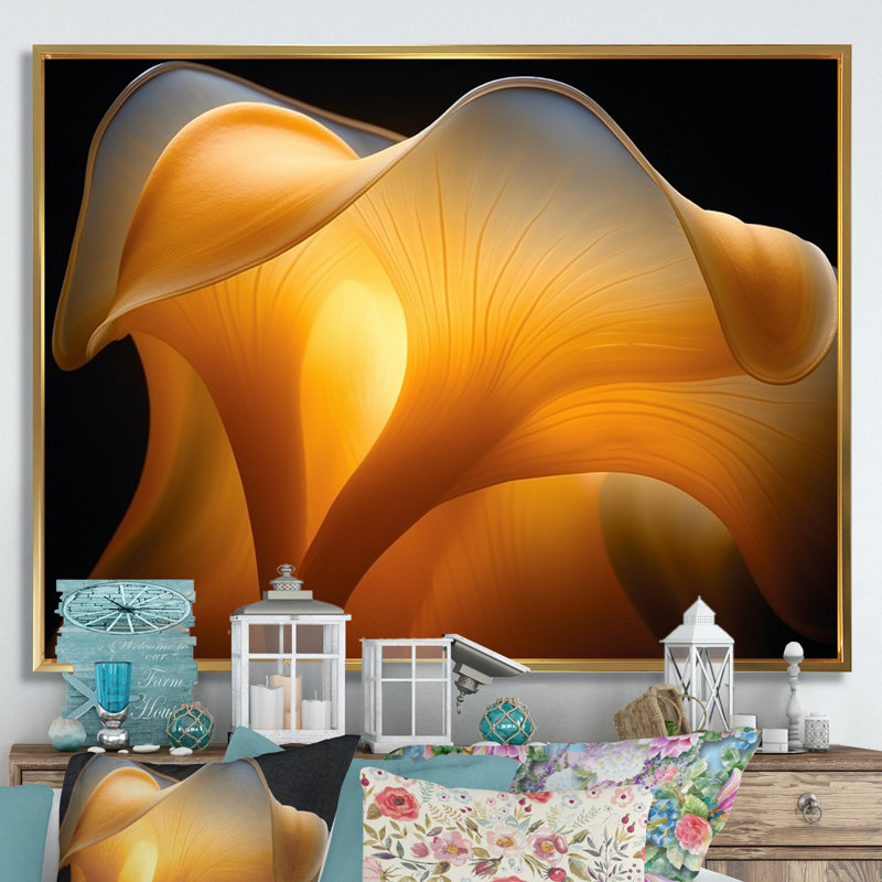 Fleur jaune, photo de soleil sur toile, H 34 po x l 44 po x P 1,5 po, Cadre flottant doré
