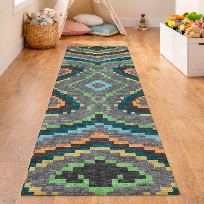 Machine Washable Indoor/Outdoor Chantille ACN2829 Kids Rug, Gray, 2'3" x 7'6" Runner