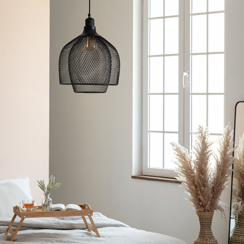 Sigmund 30cm H Metal Novelty Pendant Shade in Black, Yes